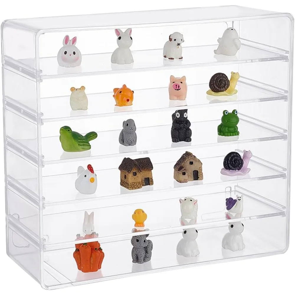 6 Grids Acrylic Display Case Detachable Clear Acrylic Organizer for Figures Dust-Proof Collectibles Action Figure Storage Case