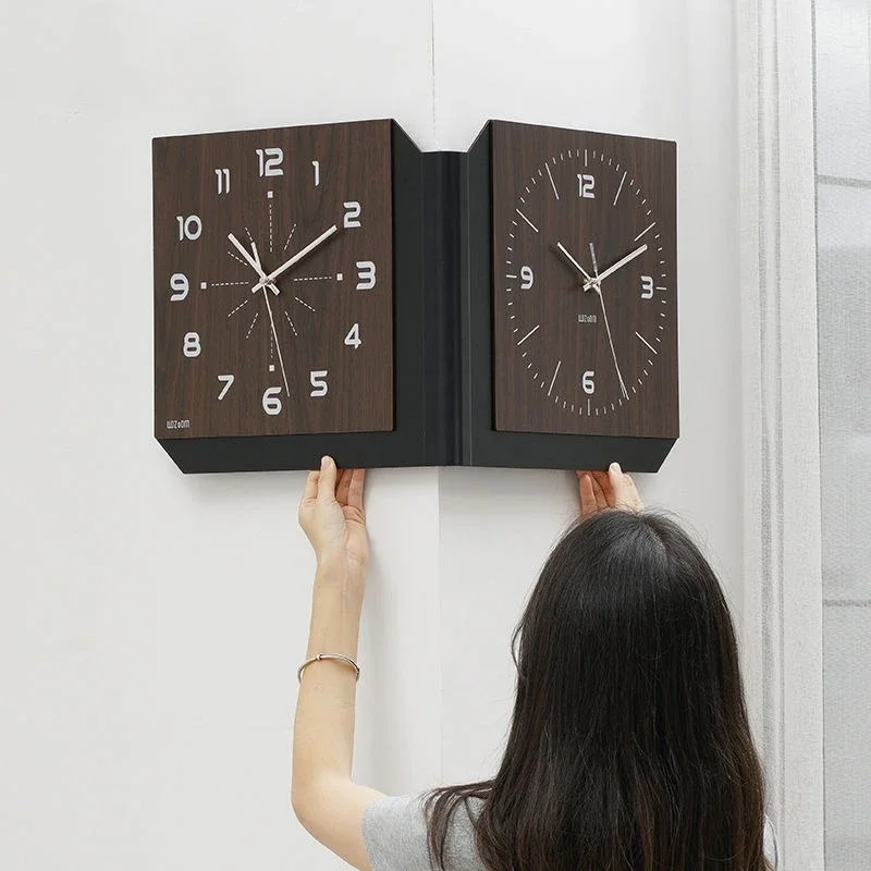 Double Sided Corner Wall Clocks Living Room Hall Modern Bedroom Wall Clocks Luxury Elegant Clock Kitchen Design Home Decor