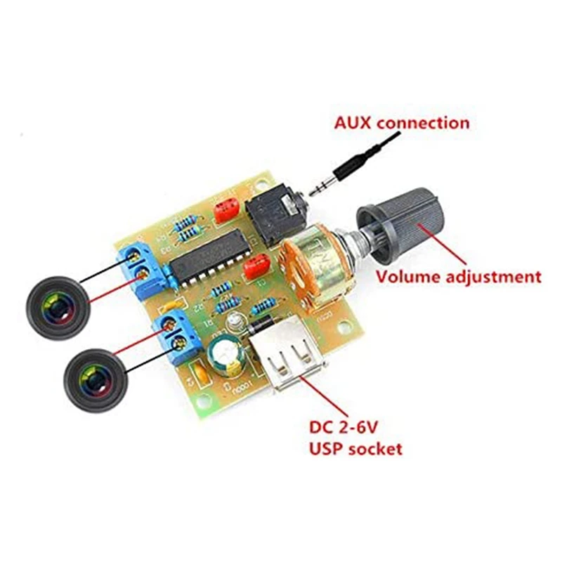 Mini Power Amplifier Board 5W+5W Hifi Two-Channel PM CM2038 5V USB Supply Power Audio Amplifier