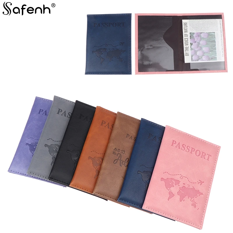 

1PCS PU Leather Card Case Cover Unisex New Simple Fashion Passport Cover World Thin Slim Travel Passport Holder Wallet Gift