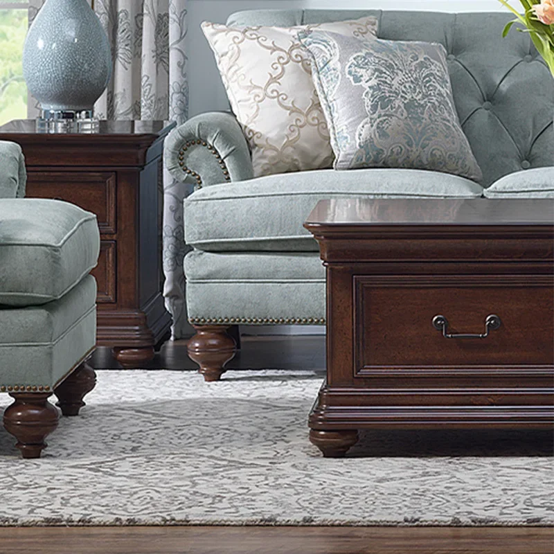 Armoire de campagne américaine, combinaison de table basse de meuble TV élégant en bois massif, table basse simple