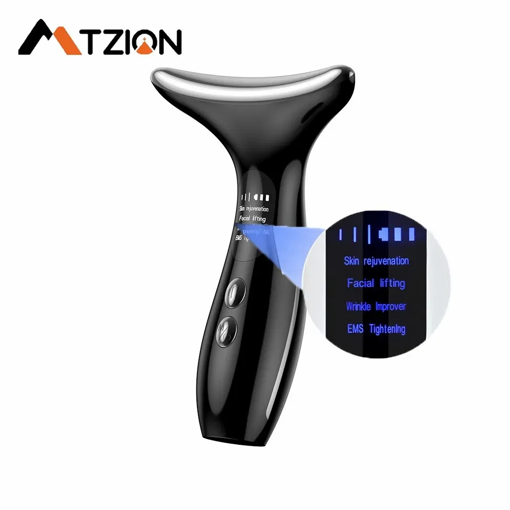 Pescoço e Rosto Vibração Massageador, Anti Rugas Lifting, 4 Cores LED, Terapia Photon, Pele Apertar, Reduzir Duplo Chin, Beleza-Personalizar