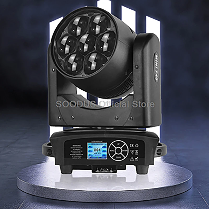 

7x40W Zoom Moving Head Wash Light Sound Active Stage Beam Spotlights LED Rotating Par Light for Wedding KTV DJ Party Lighting