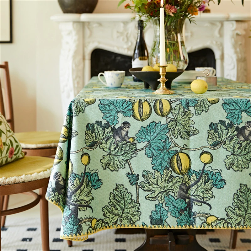 Imagem -04 - Vintage American Pastoral Green Dining Tablecloth Decoração de Casa Estilo Selva Sala de Estar Coffee Cover Cloth