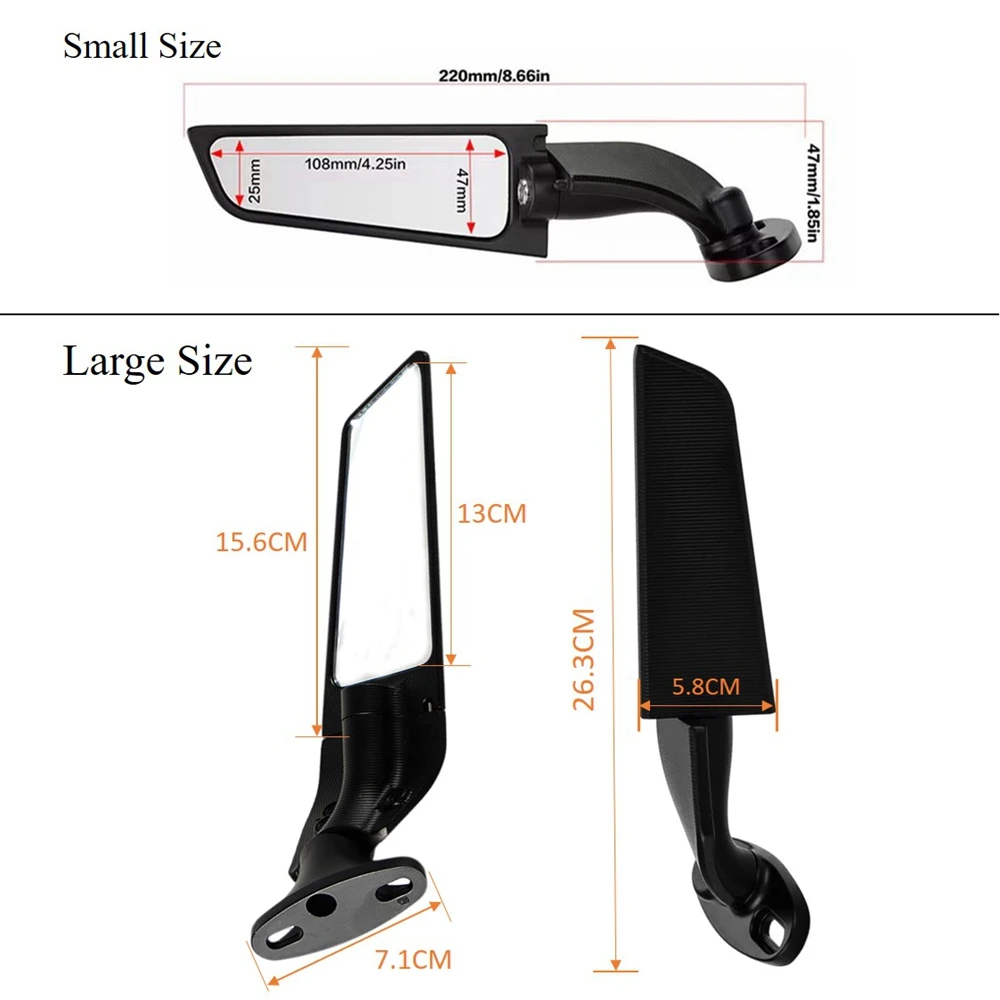 Motorcycle Wing Mirrors Adjustable Rotating Rearview Side Mirror For BMW S1000RR Honda CBR YAMAHA YZF R6 R1 R25 R3 R125 R15