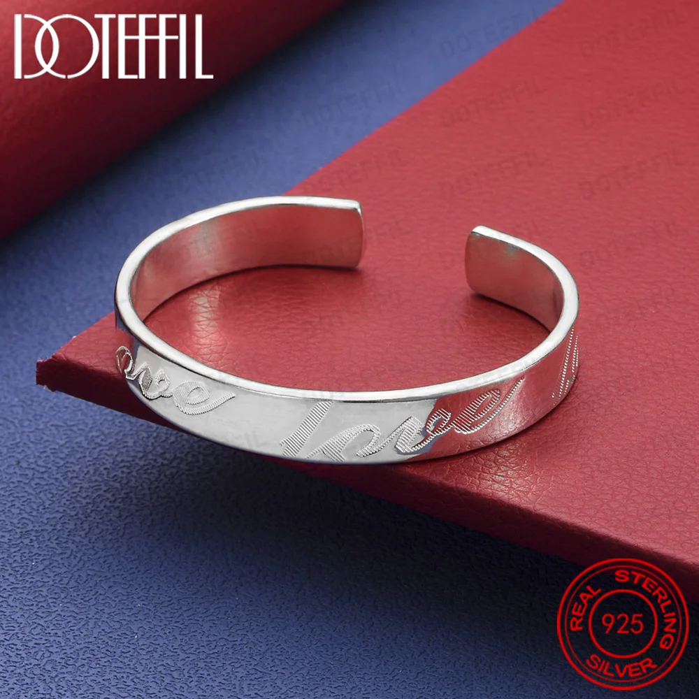 

Браслет из стерлингового серебра 925 пробы с надписью «Любовь» для женщин и мужчин, ювелирные изделия для свадьбы и помолвки