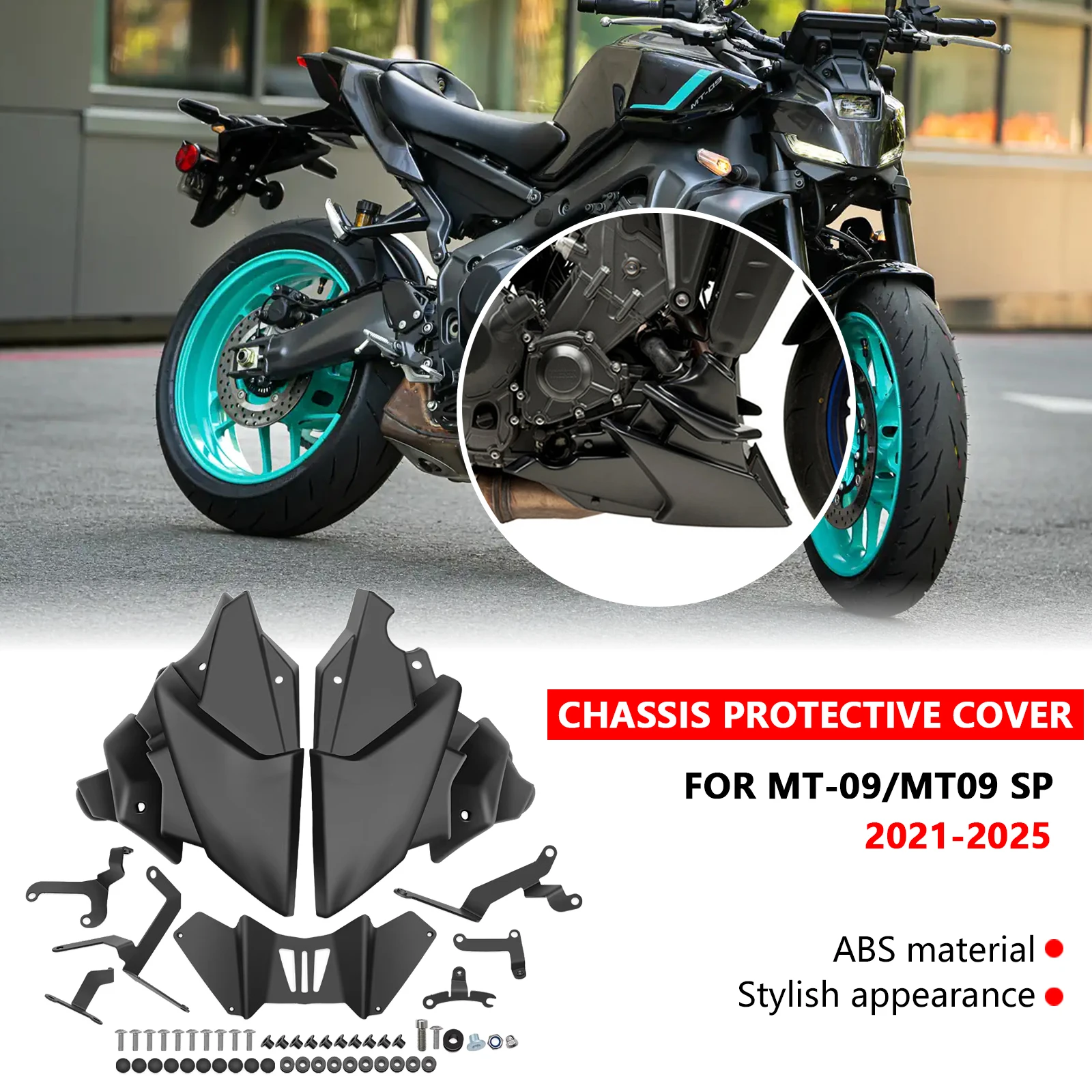 

For MT 09 mt09 sp 2021-2025 2024 engine fairing chassis guard exhaust guard protective cover motorcycle accessories