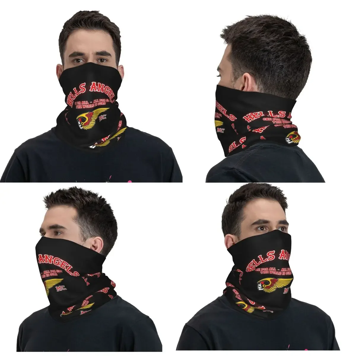 Hells Angels Logo Bandana Neck Gaiter Printed Wrap Mask Scarf Multifunction Headwear Running Unisex Adult Breathable