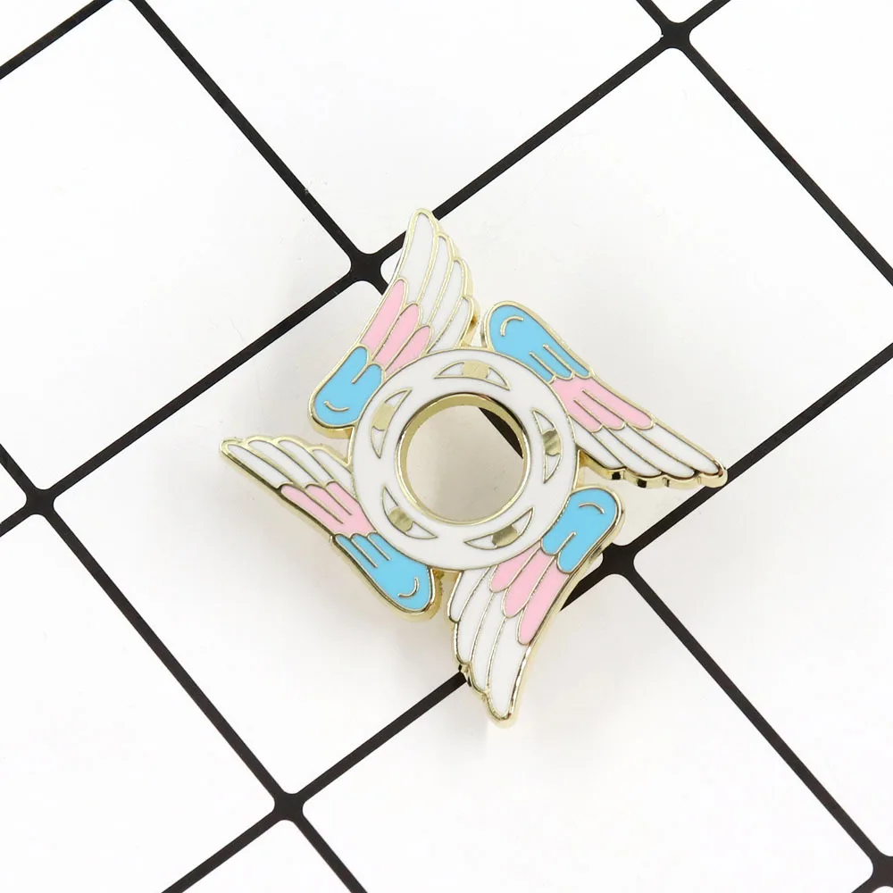 1PC Trans Pride Seraphim Angel Eyes Wings Enamel Pin, LGBTQ+ Gender Equality Brooch, Spiritual Sacred Jewelry Gift