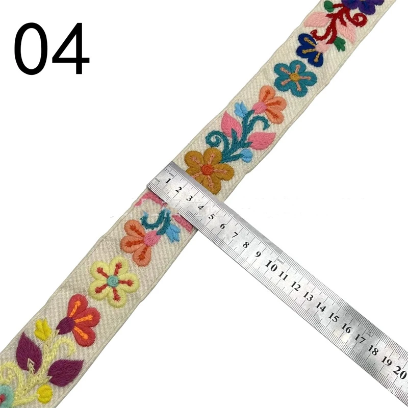 1 Yards Ethnic Style Embroidery Lace Ribbon Dress Collar Neckline Trim Clothes Bag DIY Sewing Decor