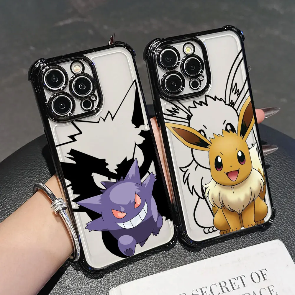 Eevees Gengars P-Pokemons Cute For Google Pixel 8 7 10 9 Pro XL A 7A 8A 9A 10A 5G Hülle Klare Schale Transparente Rückseite Coque