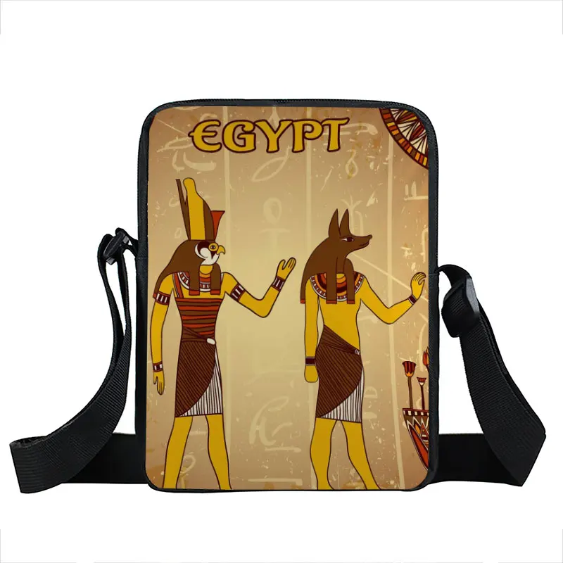 Egyptian Art Print Crossbody Bag Egypt Pharaoh Anubis Messenger Bags Small Satchel Women Handbag Vintage Shoulder Bag for Travel