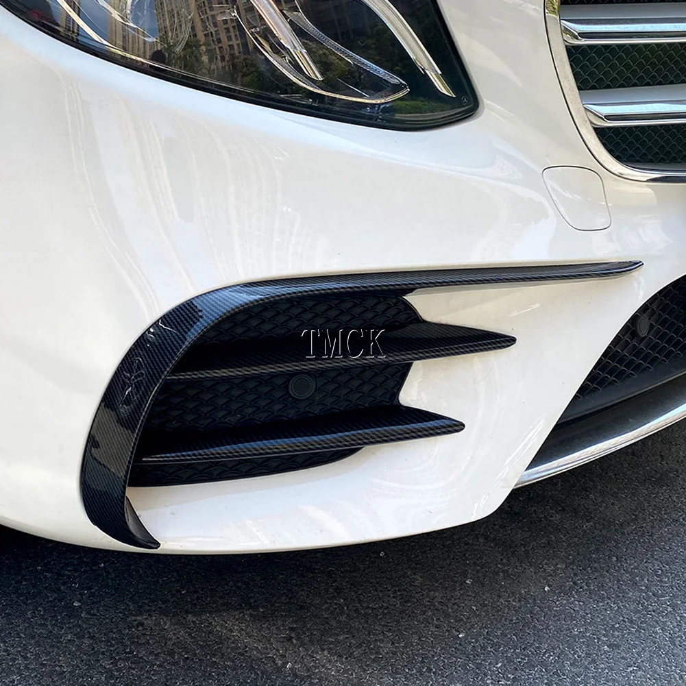 For Mercedes Benz E Class W213 AMG E43 E53 E63 2016-2020 Car Accessories Front Bumper Splitter Spoiler Fog Lamp Cover Trim Strip