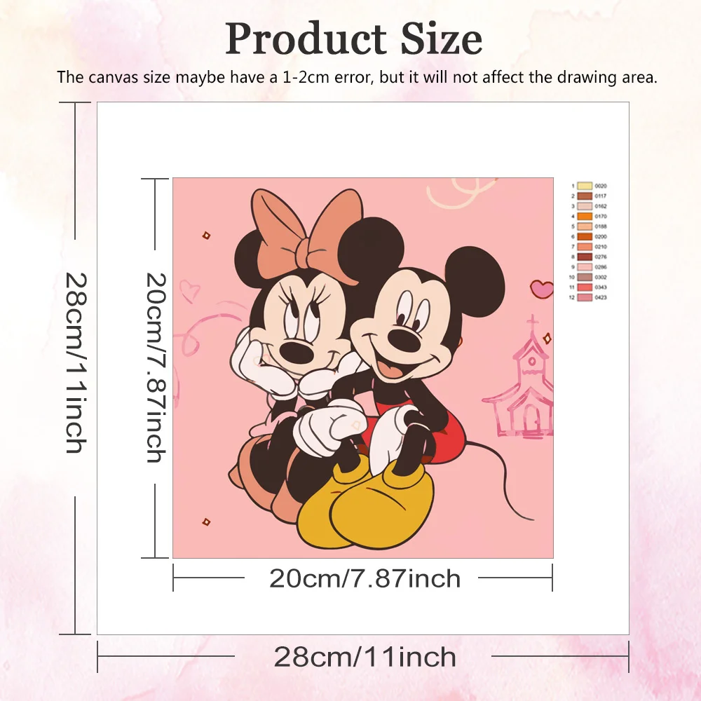 Disney DIY Acrylic Paint By Numbers Minnie Mouse Creative Hobbies Painting By Numbers Cartoon Home Decoration Handmade Gift