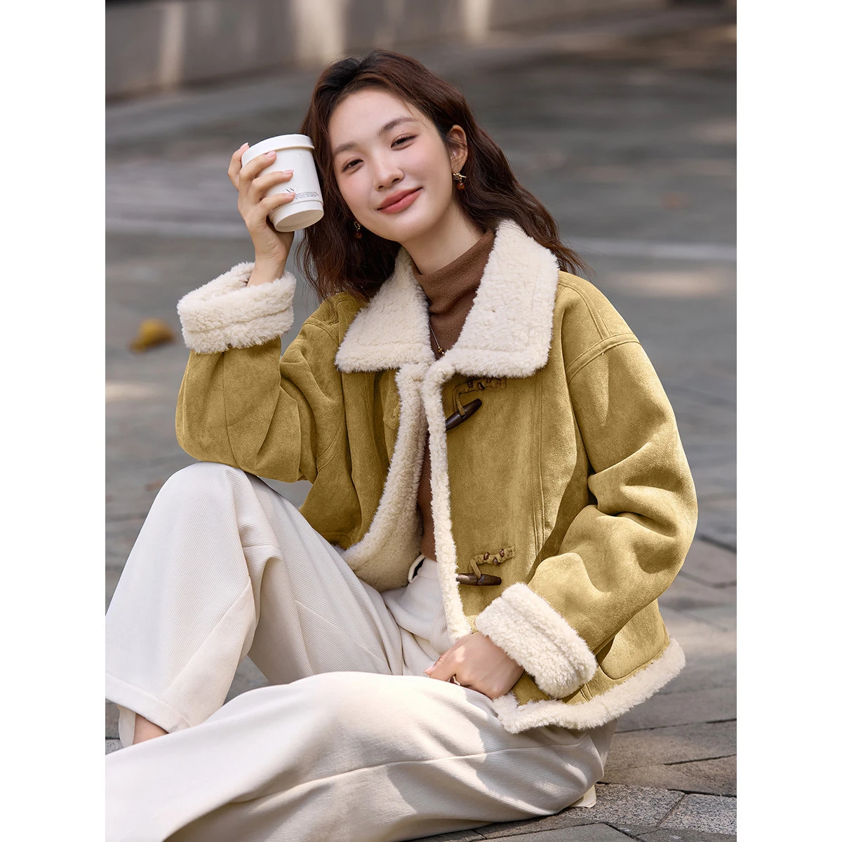 VIMLY mode Faux cuir vestes pour femmes rétro corne bouton polaire doublé vêtements d'extérieur col montant chaud dame manteaux 30615