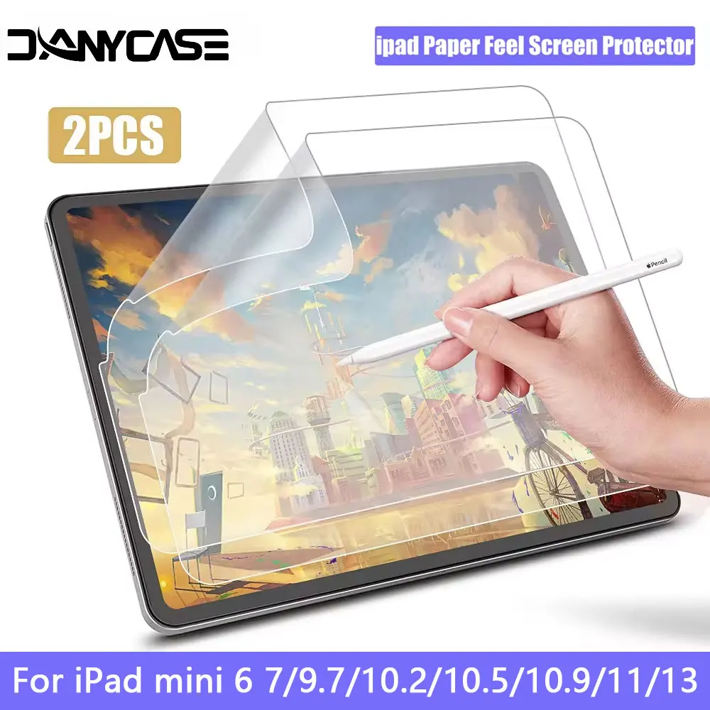 2pcs iPad Screen Protectors Paper Feel for 2024 iPad Pro 11 10th Gen iPad 10.2 7/8/9 Gen Air 6 4 5 10.9 13 12.9 M2 M4 Mini6 7