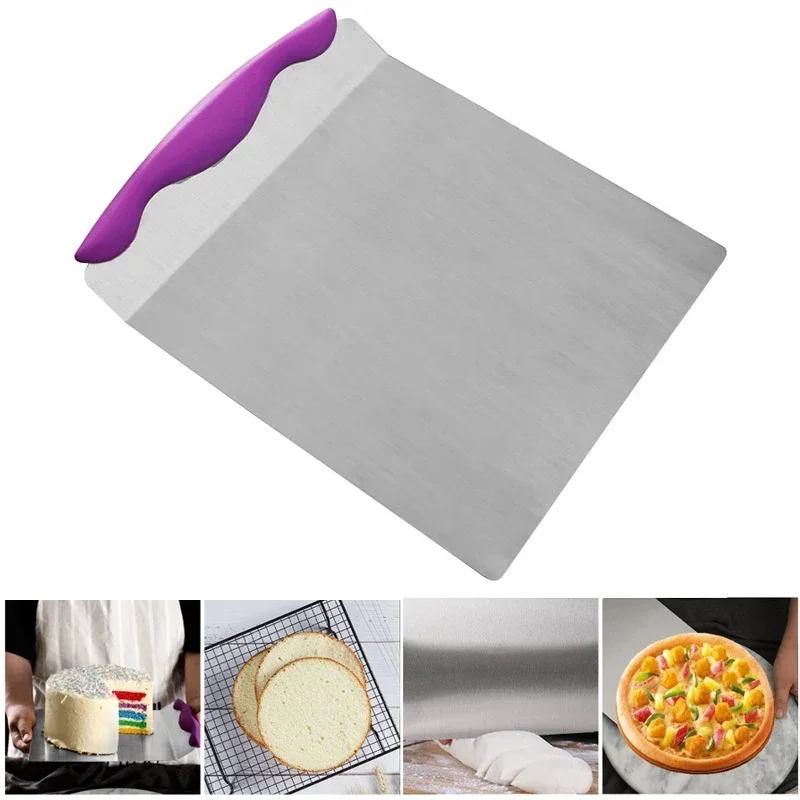 Edelstahl Transfer Kuchen Tablett Scoop Kuchen Schaufel Bewegliche Platte Silikon Griff Teig Schaber Brot Pizza Klinge Heber