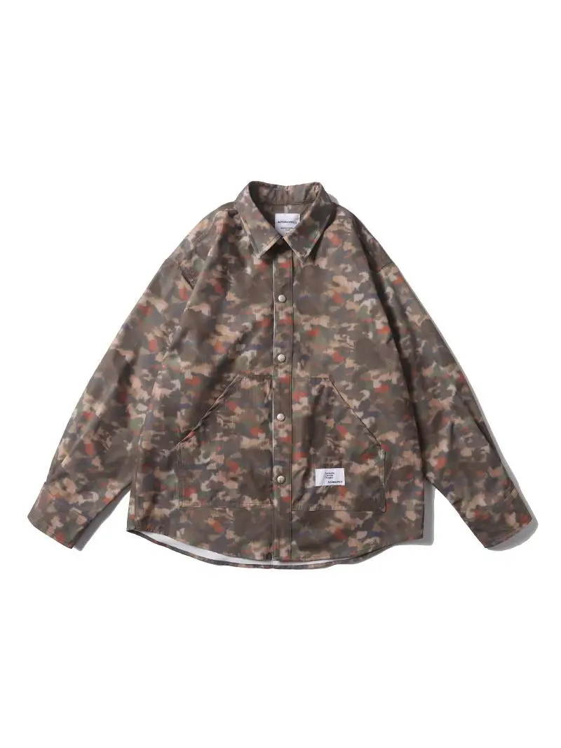 

American Sle Outdoor Waterproof Camouflage Print Loose Casual Collar Long Sve irt Jaet Men's Autumn Faion Urban Po...