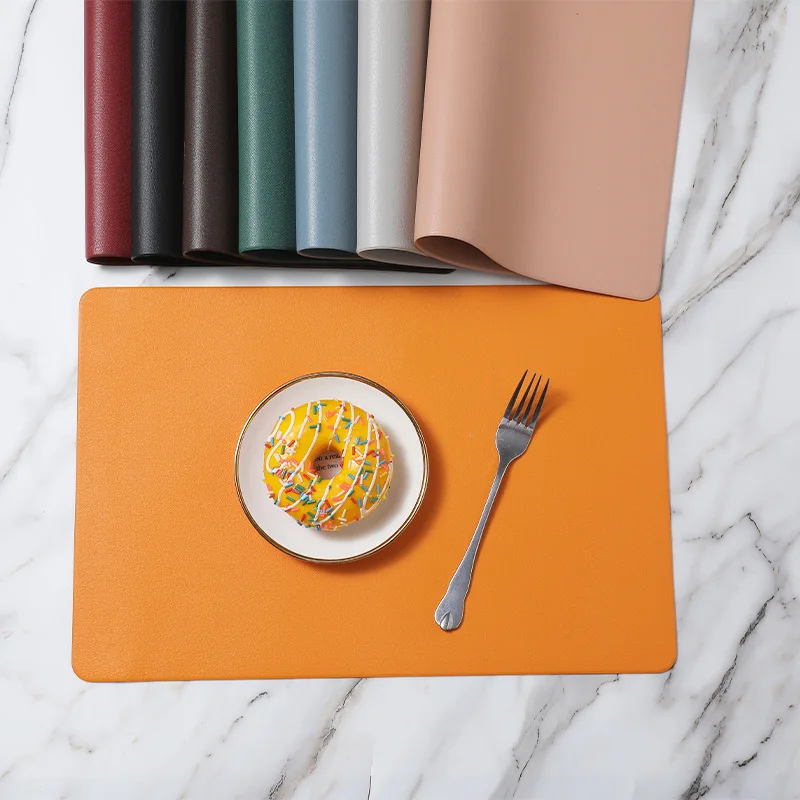 

8PCS Placemats 30x45cm Solid Color PU Place Mats Wipeable Waterproof Heat Resistant Anti-Slip Easy Clean for Kitchen Dining