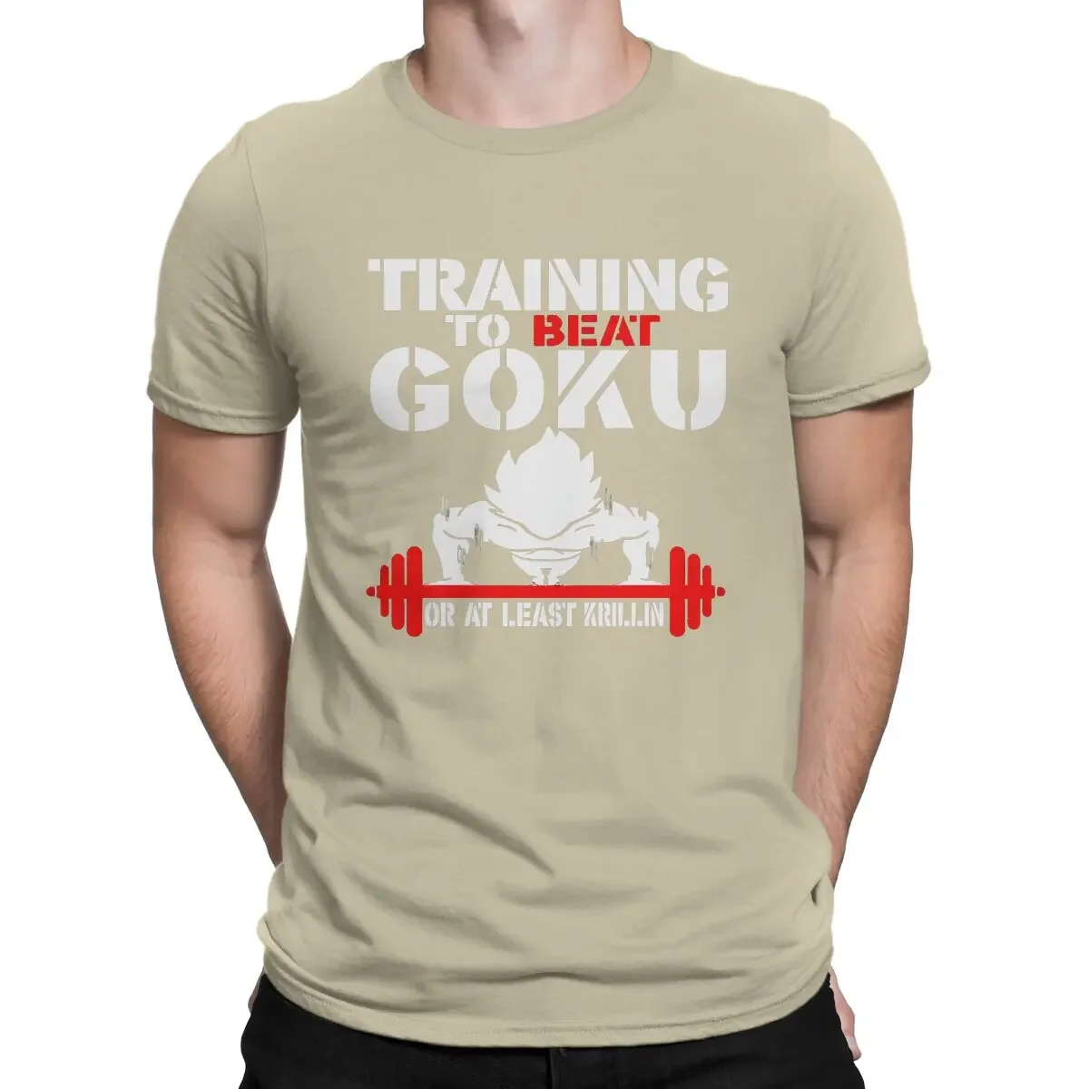 Distinctive Gift GYM Creative TShirt for Men Training To Beat  Or At Least Krillin Fitness Gym Round Collar Cotton T Shirt