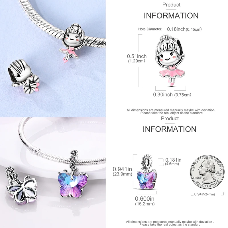 10 Stück 925 Sterling Silber Charm-Perlen Schmetterling Kleeblatt Elefant Baum des Lebens Original DIY Armband Halskette Schmuckherstellung – Detail 16