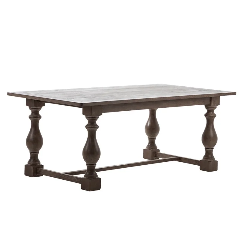 #American Style Rustic Solid Wood Distressed Dining Table French Vintage Oak 8 Seater Wedding Photo Studio European Style Table