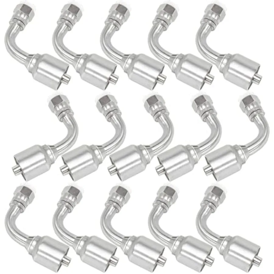

15-Pack Hydraulic Hose Fittings for 3/8 Hose x 3/8 JIC 37 Female Swivel Elbow Carbon Steel with Zinc Plating for Single Wire Br