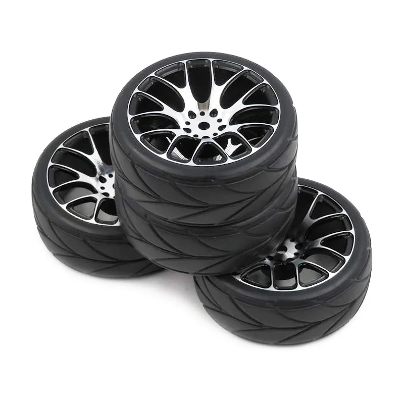 

1/10 On Road Tires & Wheel 12mm Hex Plastics Rims Compatible with Tamiya TT01 TT02 Kyosho Sakura D3 Traxxas 4Tec 2.0 1/10 RC On