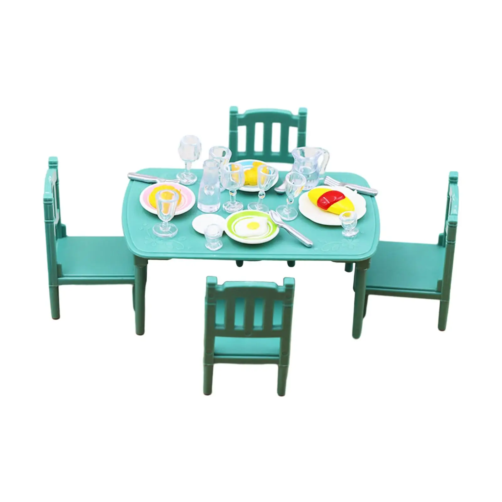 Conjunto de sala de jantar para casa de bonecas 1/12, presentes de feriado, conjunto de jogos de sala de jantar em miniatura