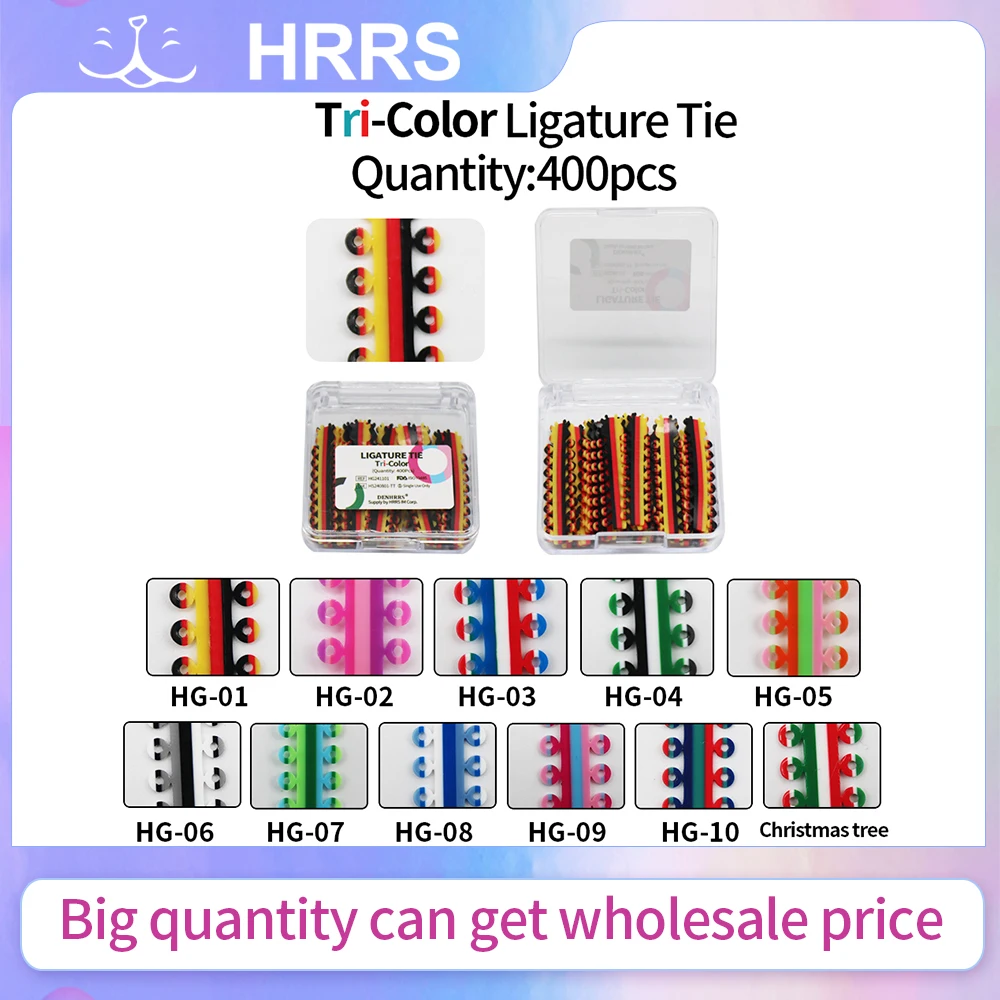 [Triple Tone]400Pcs/Box 25Sticks Dental Three Color Elastic Ligature Ties Rubber Bands Orthodontic Rings