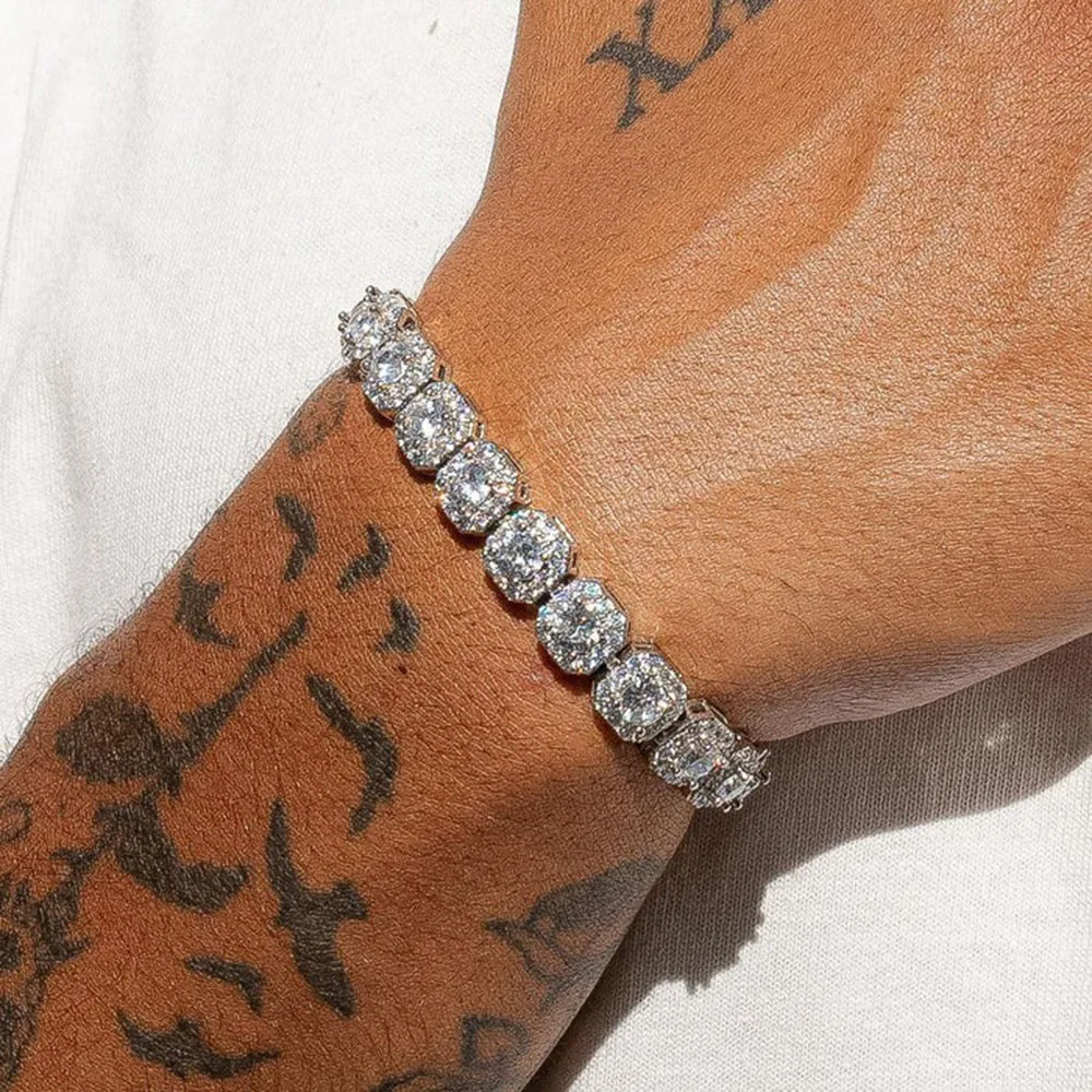 Hip-Hop-Schmuck: Messing-Tennis-Kette mit Zirkonia-Besatz in Gold/Silber – Iced Out AAAAA Zirkonia-Kette – Detail 10
