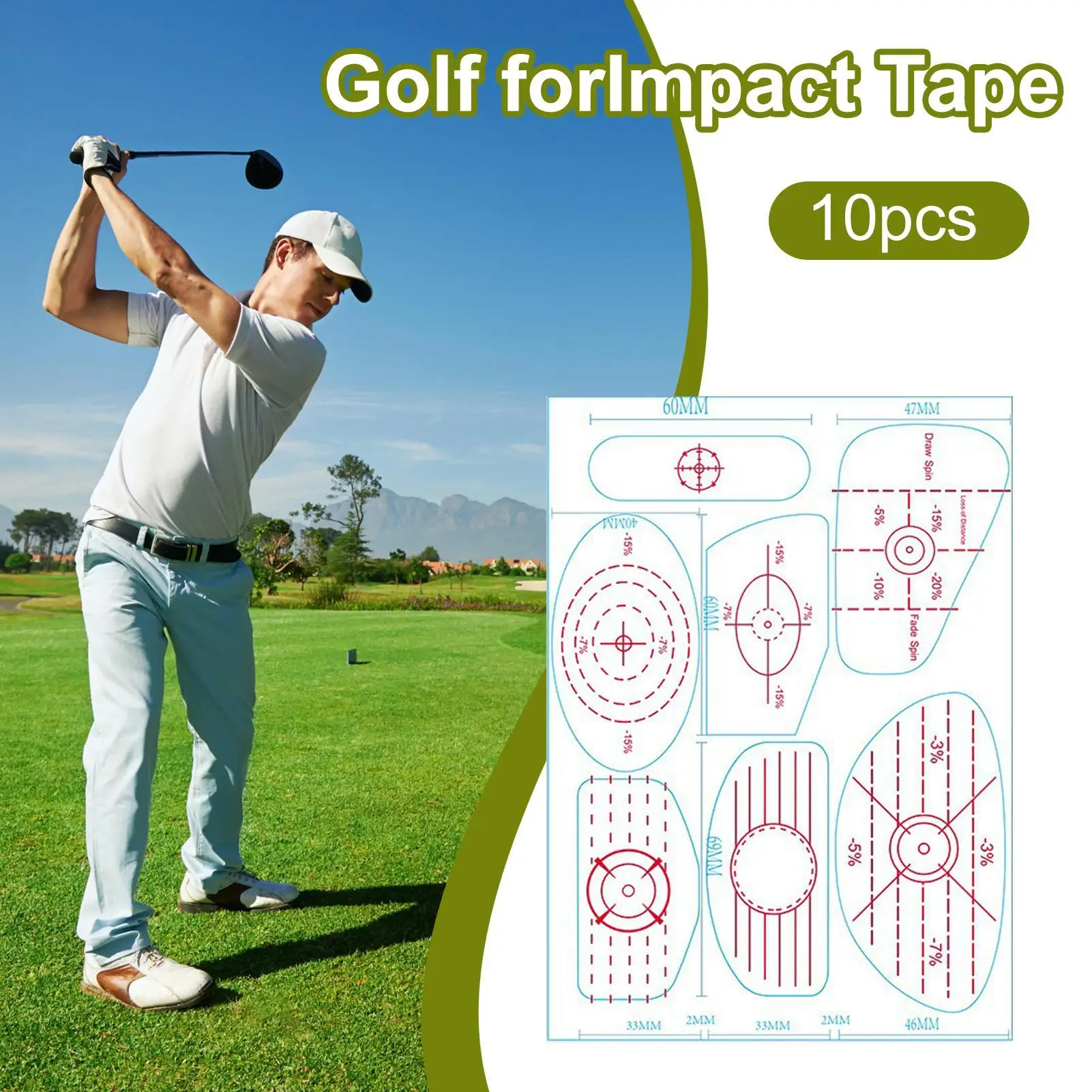 Golf Strike Tape 10 Sheets Putting Alignment Labels Precision Golf Training Aid For Women Athlete Swinging Indoor Outdoor Sports