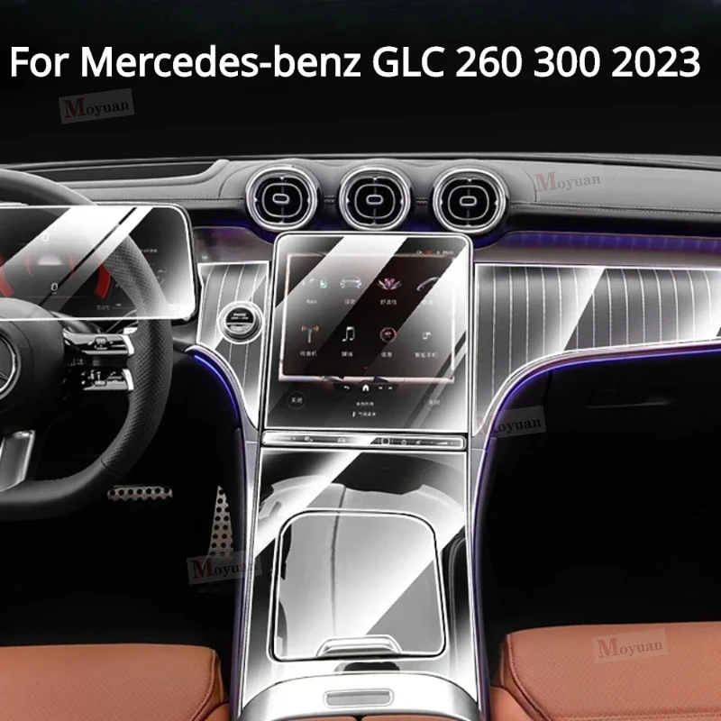 

Для Mercedes-Benz GLC 260 300 2023, панель коробки передач, навигационный экран, автомобильный интерьер, защитная пленка из ТПУ, наклейка против царапин