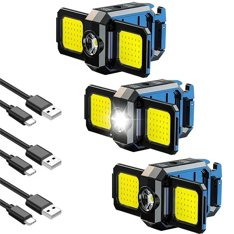 Heinast Mini-Taschenlampe, Schlüsselanhänger-Licht, COB-Arbeitsleuchte, wiederaufladbare USB-Lampe mit 90er °   Faltbare Seitenlichter, superhelle tragbare Laternen 3