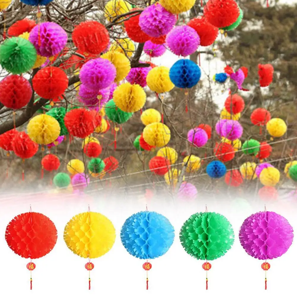 Lanterne di carta colorate decorate per il Festival di primavera per la decorazione del capodanno cinese 2024 appendere la lanterna impermeabile del Festival U3g2