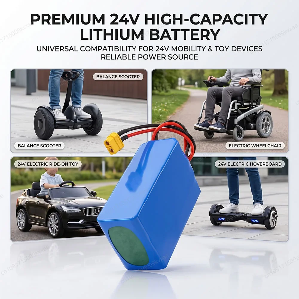 Replacement 24V 8000mAh 6S2P Li-ion Battery 25.2V Lithium Pack with Protection BMS for Hoverboard Electric Scooter Wheelchair