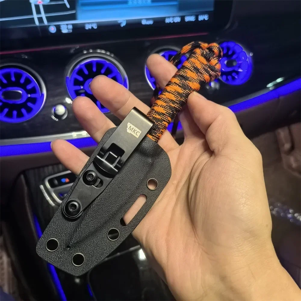 MKC سكين شفرة ثابتة صغيرة مع غمد كيديكس، 440C شفرة حبل نايلون مقبض عسكري للدفاع عن النفس في الهواء الطلق بقاء EDC والعتاد