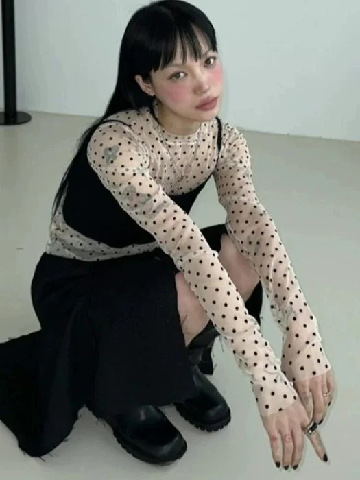 

Шикарный топ Long Sve Base irt в горошек See tough Me, универсальная женская футболка весна-лето-осень, модная женская футболка для поездок на работу...