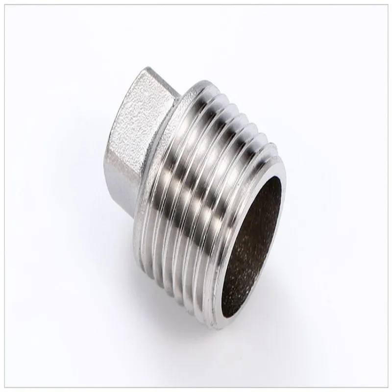 

304 Stainless Steel Plug 2'' 1'' 1/4 1/2 Male Thread Square Plug Four-corner Plug for Internal Plumbing Pipe Water Pipe Fittings