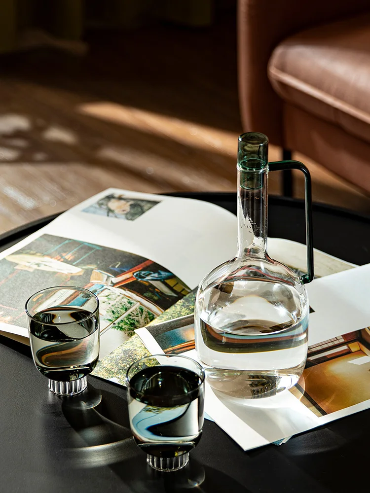 Nordic Colored Heat-Resistant Glass Cool Kettle Home Water Bottle Original Light Luxury Milk Kettle Juice Jug and Coffee Cup Set view 5
