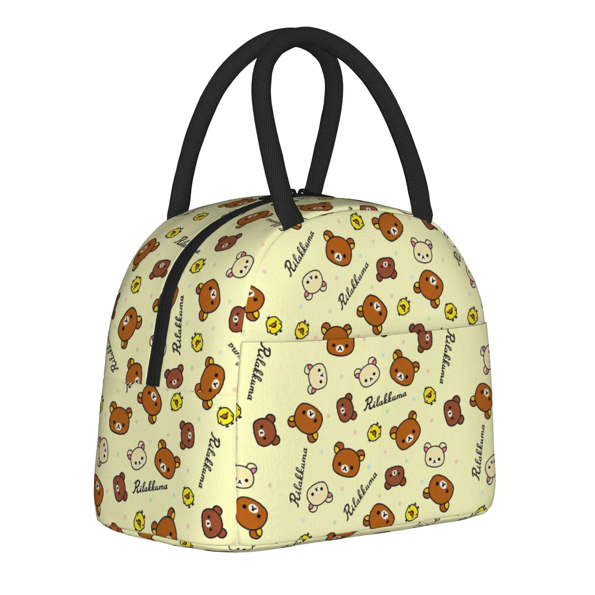 Kawaii Rilakkuma Cartoon  Insulated Lunch Bag High Capacity  Lunch Container Cooler Bag Tote Lunch Box Beach  Travel Men Women