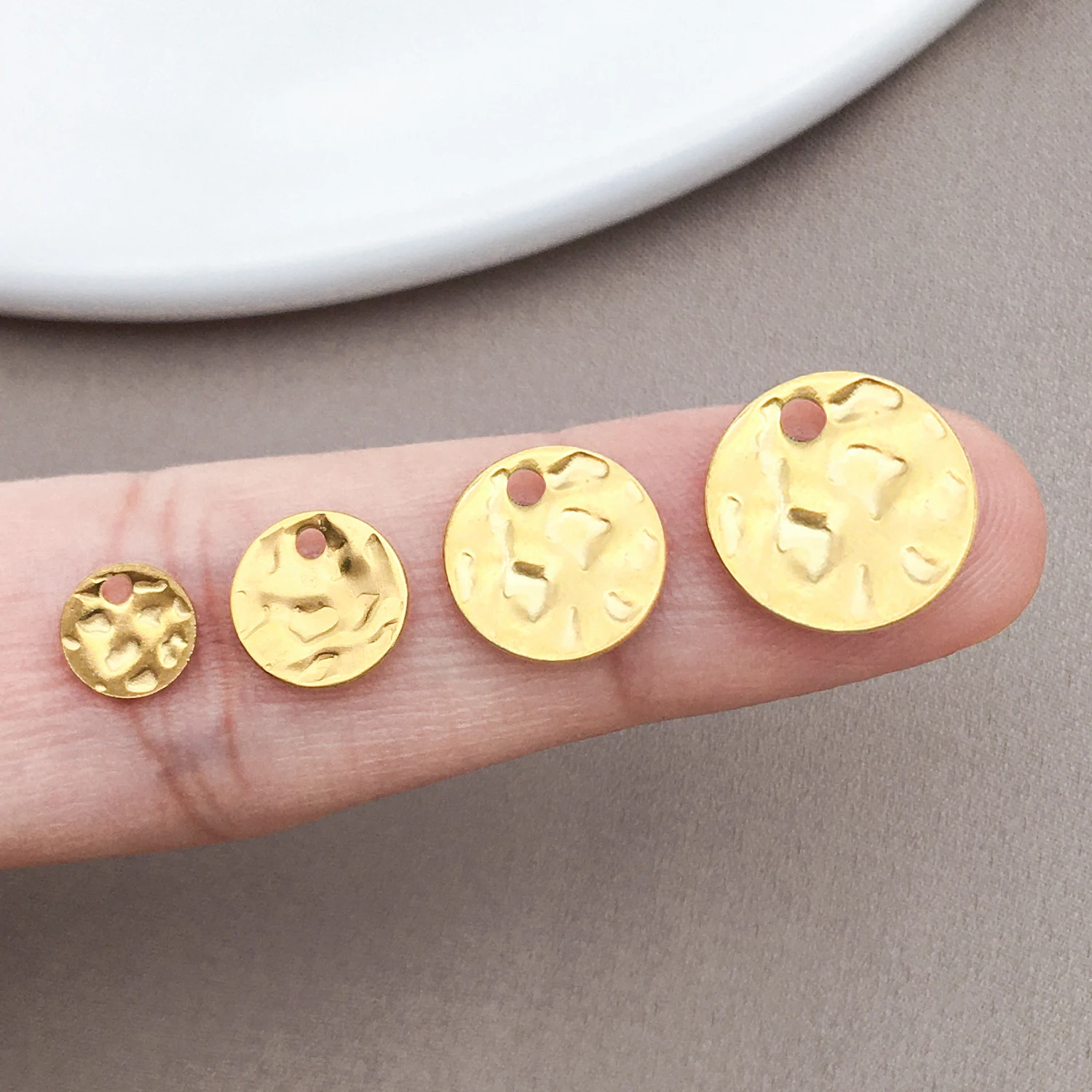 10pcs 6/8/10/12mm Stainless Steel Round Hammered Charms Pendants for Jewelry Making DIY Earrings, Necklaces Supplies Parts image 5