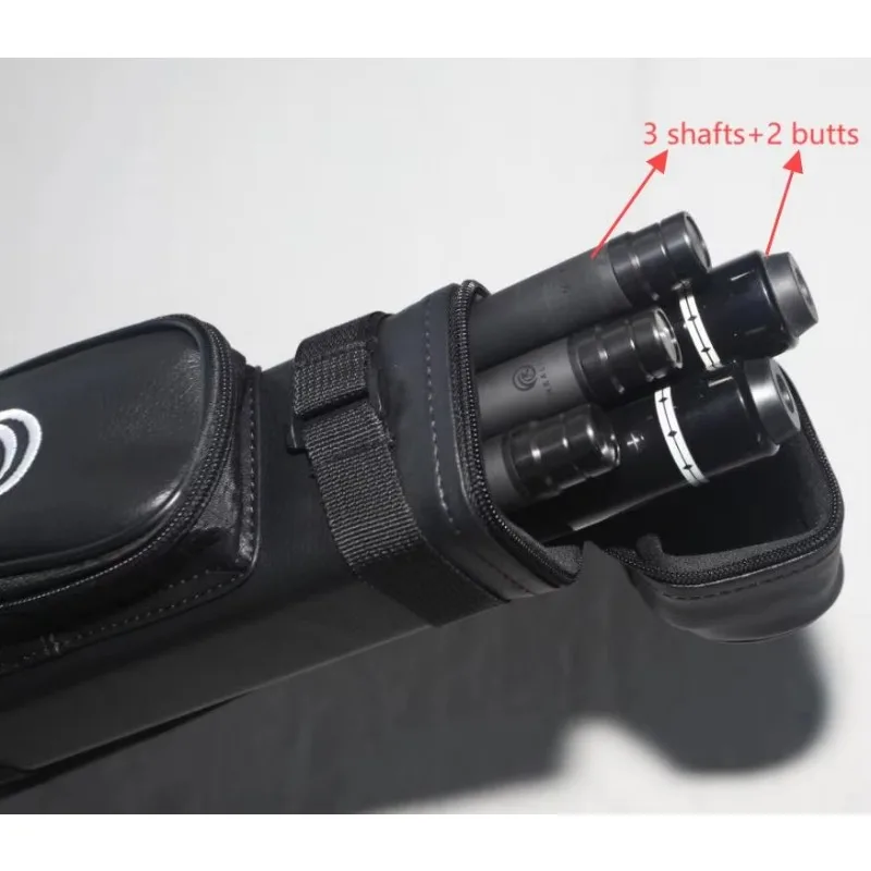 4 HOLES Pool Cue Case/bag For 1/2 Billiard Cue PU 2PCS SHAFT+2PCS BUTT Black With Two Small Extension Bag