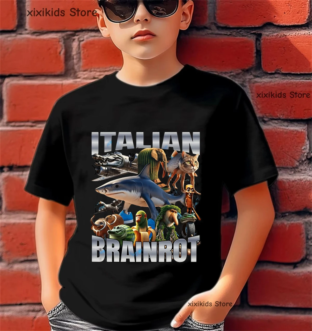

Italian Brainrot Character Meme Graphic Printed T Shirt Boys/Girls Harajuku Kawaii Kids Clothes Summer Fashion Tops Tee Shirt