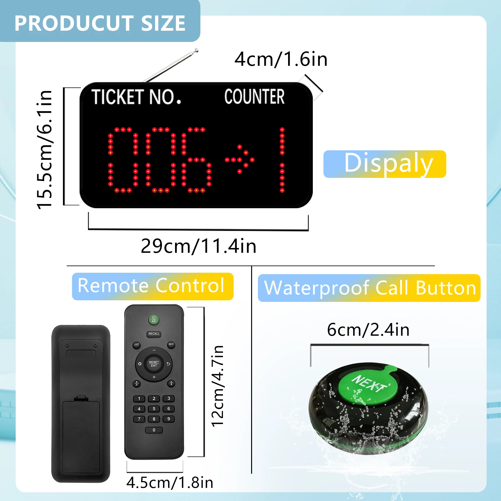 Ycall Wireless Take A Number System Queue Led Counter Display Customer Waiting Calling Device