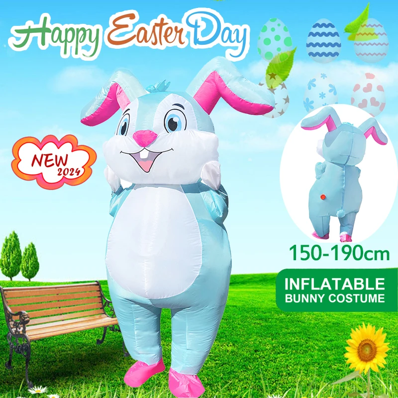 Easter Adult Inflatable Rabbit Costume Masquerade Party Cute Rabbit Costume Holiday Cosplay Mascot Costume