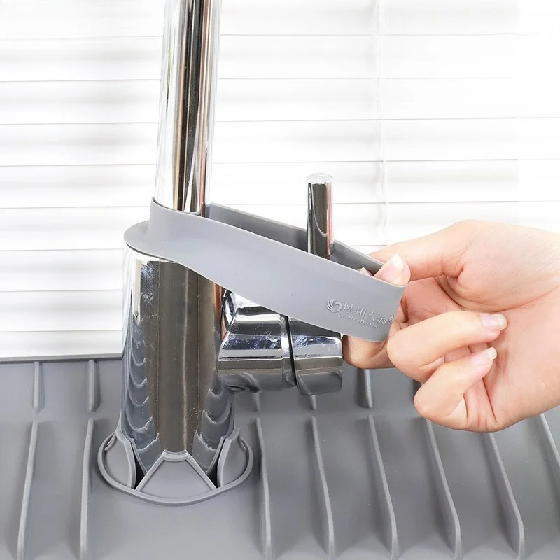 For Bathroom Kitchen Gadgets 1pc Silicone Faucet Absorbent Kitchen Mat Sink Splash Catcher Countertop Protector Mat Draining Pad