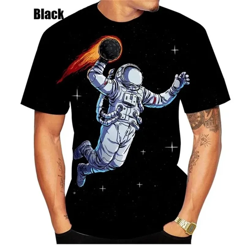 3D Print Space Galaxy Graphic T Shirts For Men Women Astronaut Spacesuit Full Print T Shirt Short Sleeve Round Neck Men's Tshirt