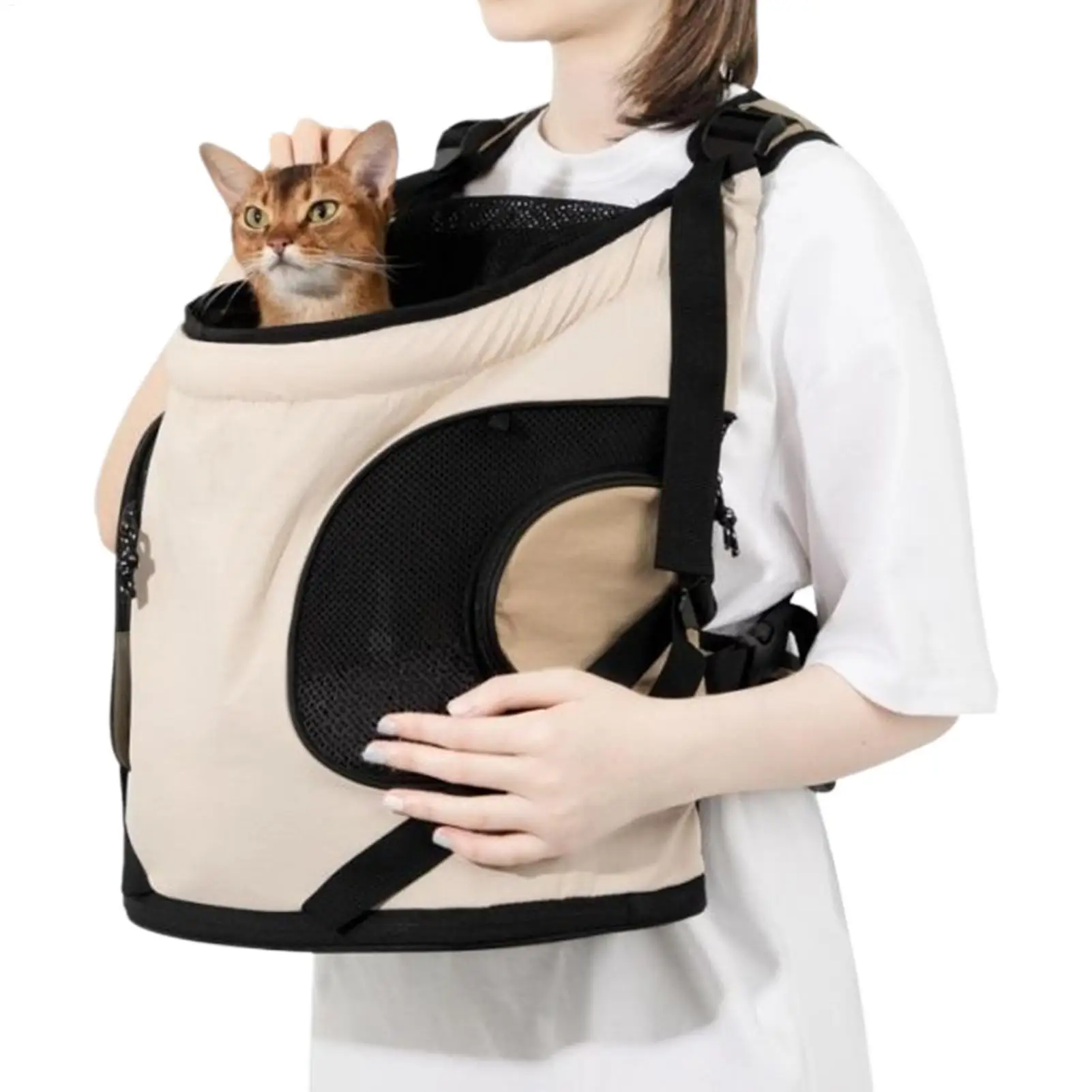 

Cat Carrier Chest Bag Ergonomic Double-strap Breathable Dog Backpack Carrier Front Bag for Nail Clipping Traveling Walking