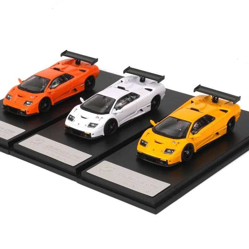 

DCM SH 1:64 Diablo GT 1998 GTR 1999 White Black Orange Yellow Opened Hood Diecast Diorama Car Model Toys Stance Hunters